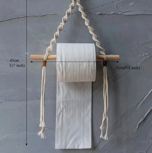 New! Woven Toilet Paper Holder Wall Hanging - Picture 3 of 6